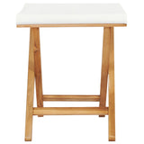 Folding Chairs 2 pcs Solid Teak Wood and Fabric Cream White - Top-Down View