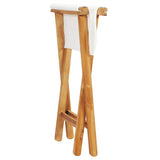 Folding Chairs 2 pcs Solid Teak Wood and Fabric Cream White - 45-Degree Angle