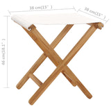 Folding Chairs 2 pcs Solid Teak Wood and Fabric Cream White - Close-Up Angle