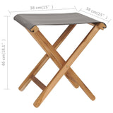 Folding Chairs 2 pcs Solid Teak Wood and Fabric Dark Grey - Close-Up Angle