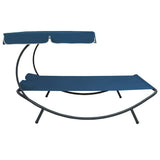 Outdoor Lounge Bed with Canopy and Pillows Blue - Side View