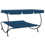 Outdoor Lounge Bed with Canopy and Pillows Blue - Top-Down View