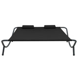 Outdoor Lounge Bed Fabric Black - Front View