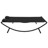 Outdoor Lounge Bed Fabric Black - Side View