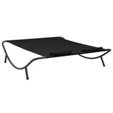 Outdoor Lounge Bed Fabric Black - Top-Down View
