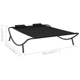 Outdoor Lounge Bed Fabric Black - Close-Up Angle