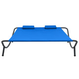 Outdoor Lounge Bed Fabric Blue - Front View
