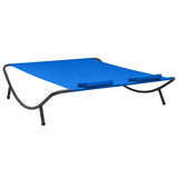 Outdoor Lounge Bed Fabric Blue - Top-Down View
