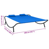 Outdoor Lounge Bed Fabric Blue - Close-Up Angle