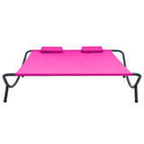 Outdoor Lounge Bed Fabric Pink - Front View