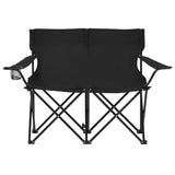 2-Seater Foldable Camping Chair Steel and Fabric Black - Front View