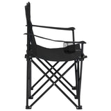 2-Seater Foldable Camping Chair Steel and Fabric Black - Side View