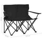 2-Seater Foldable Camping Chair Steel and Fabric Black - Low Angle