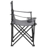 2-Seater Foldable Camping Chair Steel and Fabric Grey - Side View