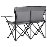 2-Seater Foldable Camping Chair Steel and Fabric Grey - Top-Down View