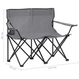 2-Seater Foldable Camping Chair Steel and Fabric Grey - Low Angle