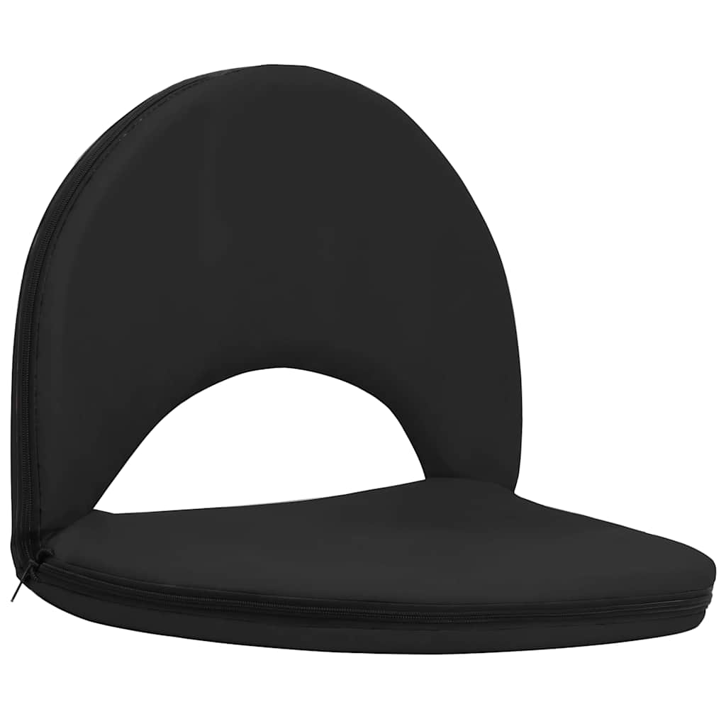 Foldable Ground Chair 2 pcs Black Steel and Fabric