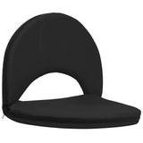 Foldable Ground Chair 2 pcs Black Steel and Fabric - Front View