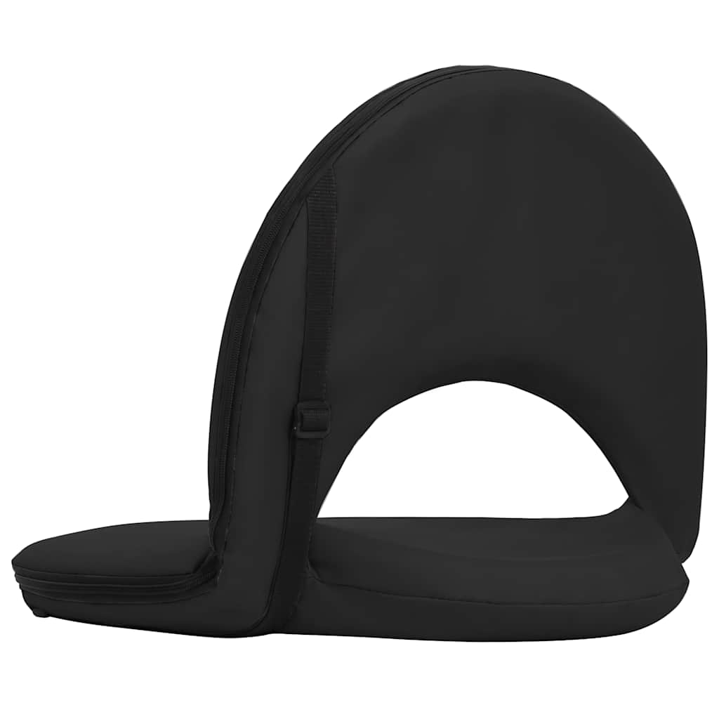 Foldable Ground Chair 2 pcs Black Steel and Fabric