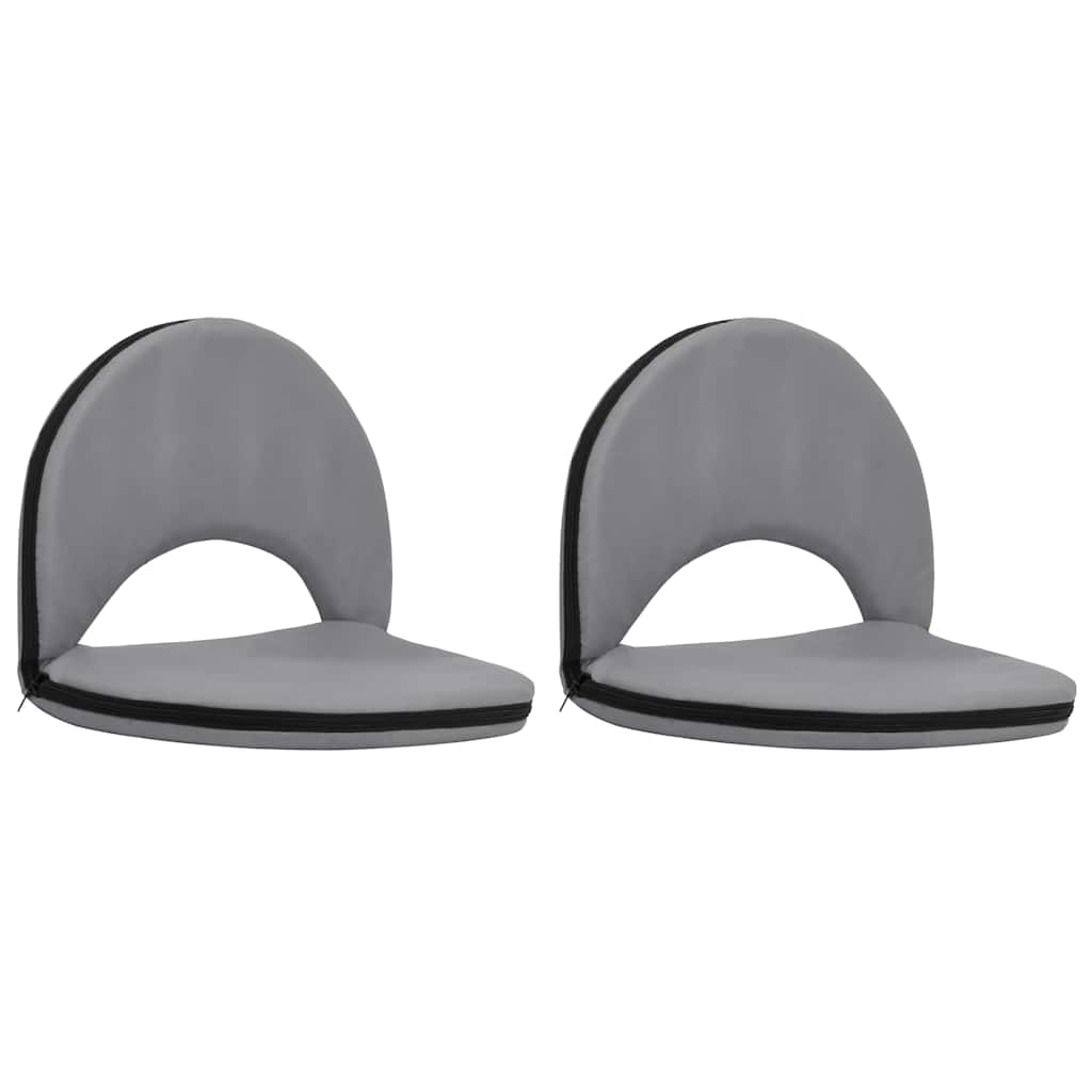 Foldable Ground Chair 2 pcs Grey Steel and Fabric