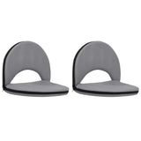 Foldable Ground Chair 2 pcs Grey Steel and Fabric