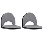 Foldable Ground Chair 2 pcs Grey Steel and Fabric