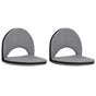 Foldable Ground Chair 2 pcs Grey Steel and Fabric