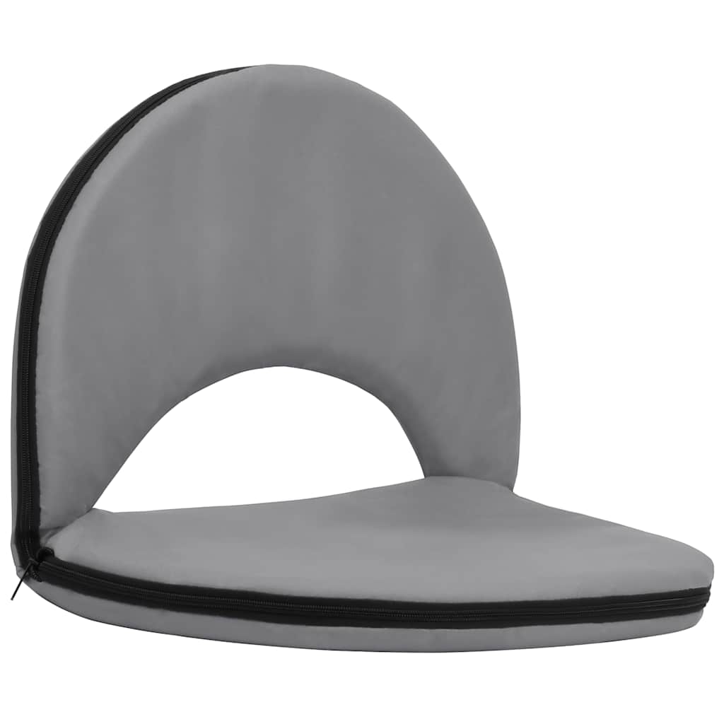 Foldable Ground Chair 2 pcs Grey Steel and Fabric