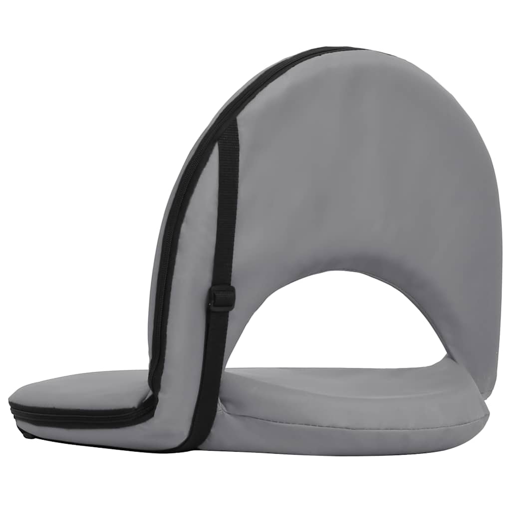 Foldable Ground Chair 2 pcs Grey Steel and Fabric