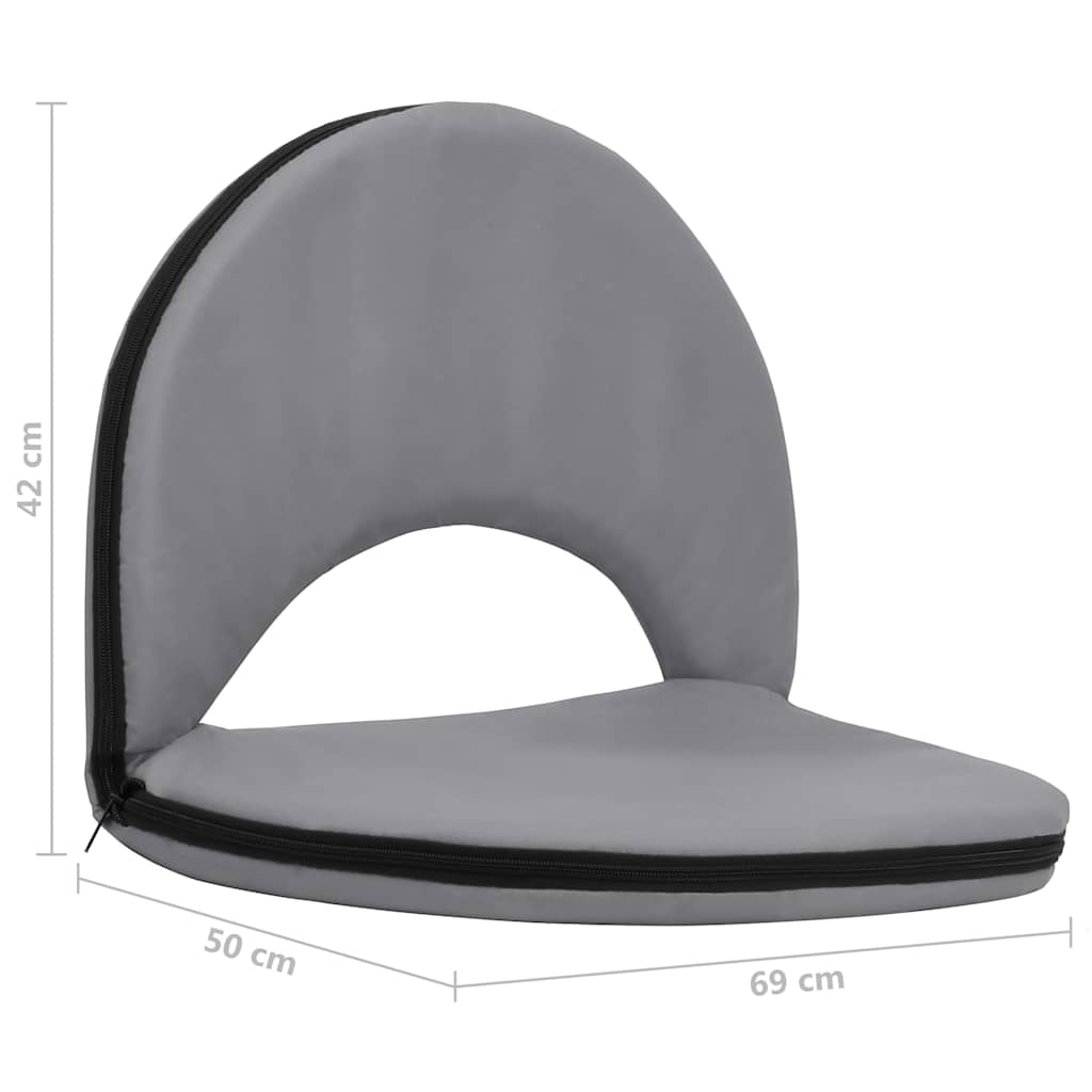 Foldable Ground Chair 2 pcs Grey Steel and Fabric