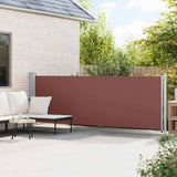 Patio Retractable Side Awning 140x600 cm Brown - Side View