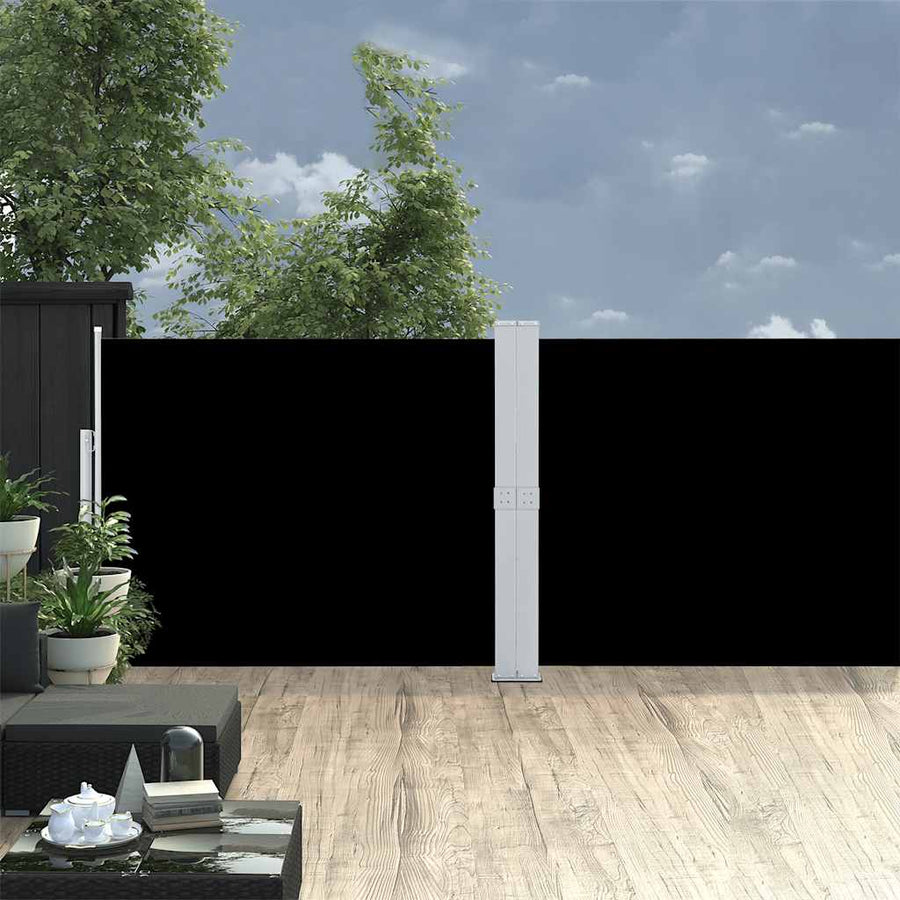 Patio Retractable Side Awning 140x1200 cm Black