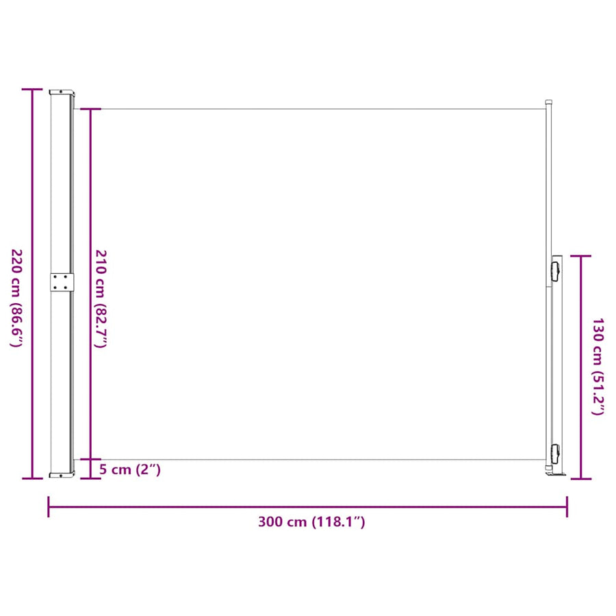 Patio Retractable Side Awning 220x314cm Grey