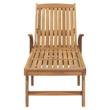 Sun Lounger Solid Teak Wood - Top-Down View
