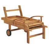 Sun Lounger Solid Teak Wood - Rear View