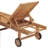 Sun Lounger Solid Teak Wood - Low Angle