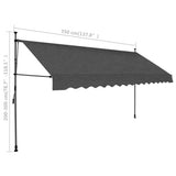 Manual Retractable Awning With Led 350 Cm Anthracite - Low Angle
