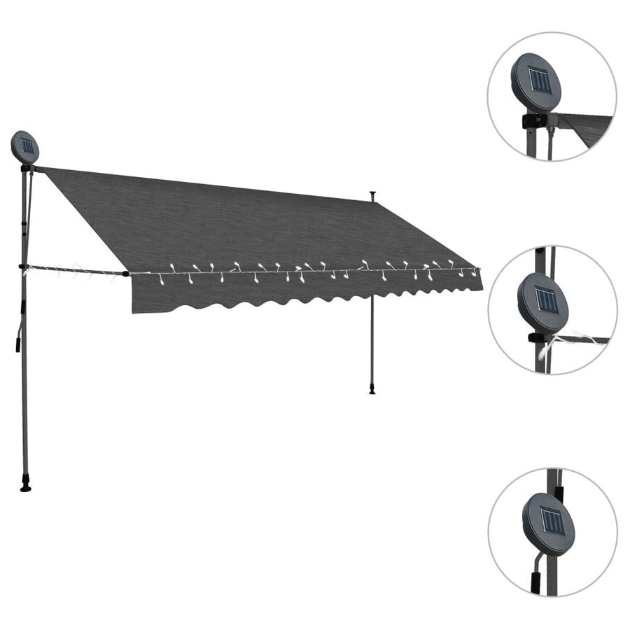 Manual Retractable Awning With Led 400 Cm Anthracite