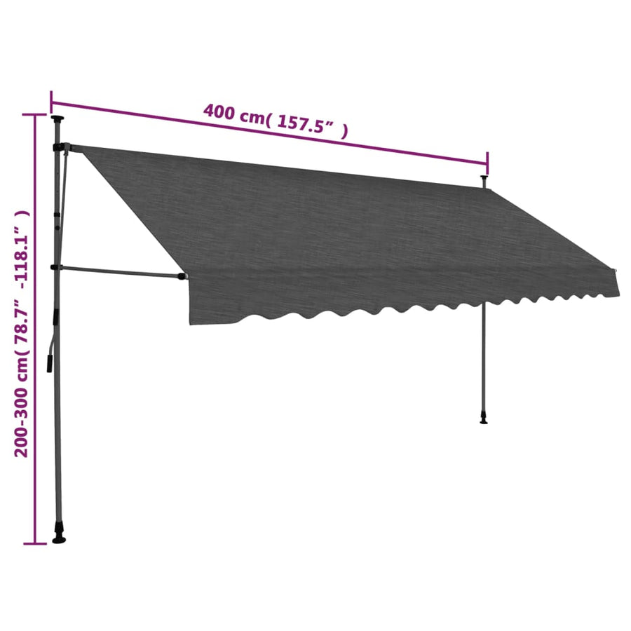 Manual Retractable Awning With Led 400 Cm Anthracite