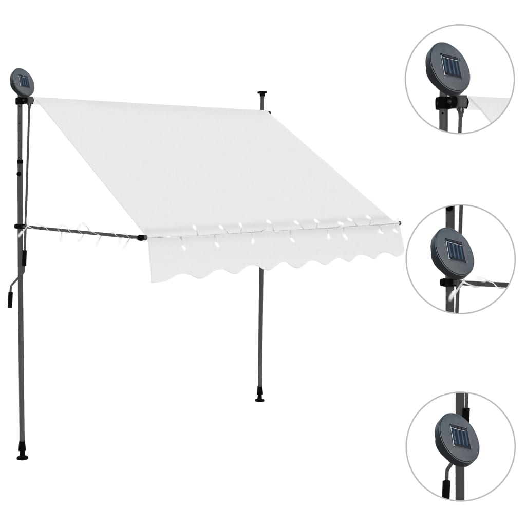 Manual Retractable Awning With Led 200 Cm Cream