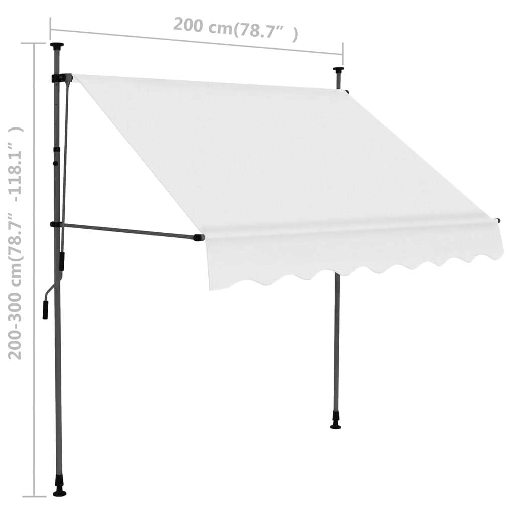 Manual Retractable Awning With Led 200 Cm Cream