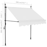 Manual Retractable Awning With Led 200 Cm Cream