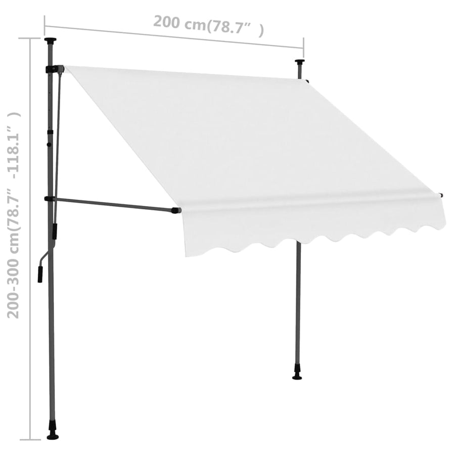 Manual Retractable Awning With Led 200 Cm Cream