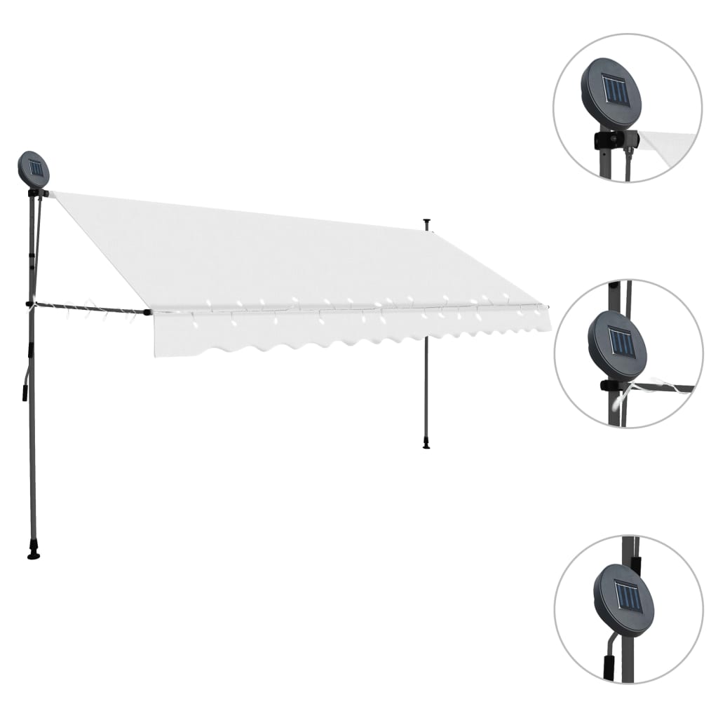 Manual Retractable Awning With Led 400 Cm Cream