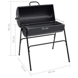 Barrel Grill with 2 Cooking Grids Black 80x95x90 cm Steel - Low Angle