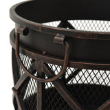 Rustic Fire Pit with Poker Φ42x54 cm Steel - Rear View