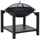 Fire Pit with Poker 54x54x55 cm Steel - Side View