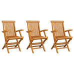 Folding Chairs 3 pcs for Garden & Outdoor Teak Wood