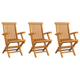 Garden Chairs 3 pcs Solid Teak Wood - Front View