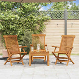 Garden Chairs 3 pcs Solid Teak Wood - Side View